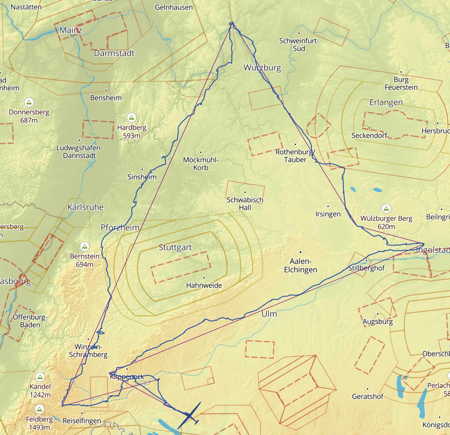 800km Streckenkarte